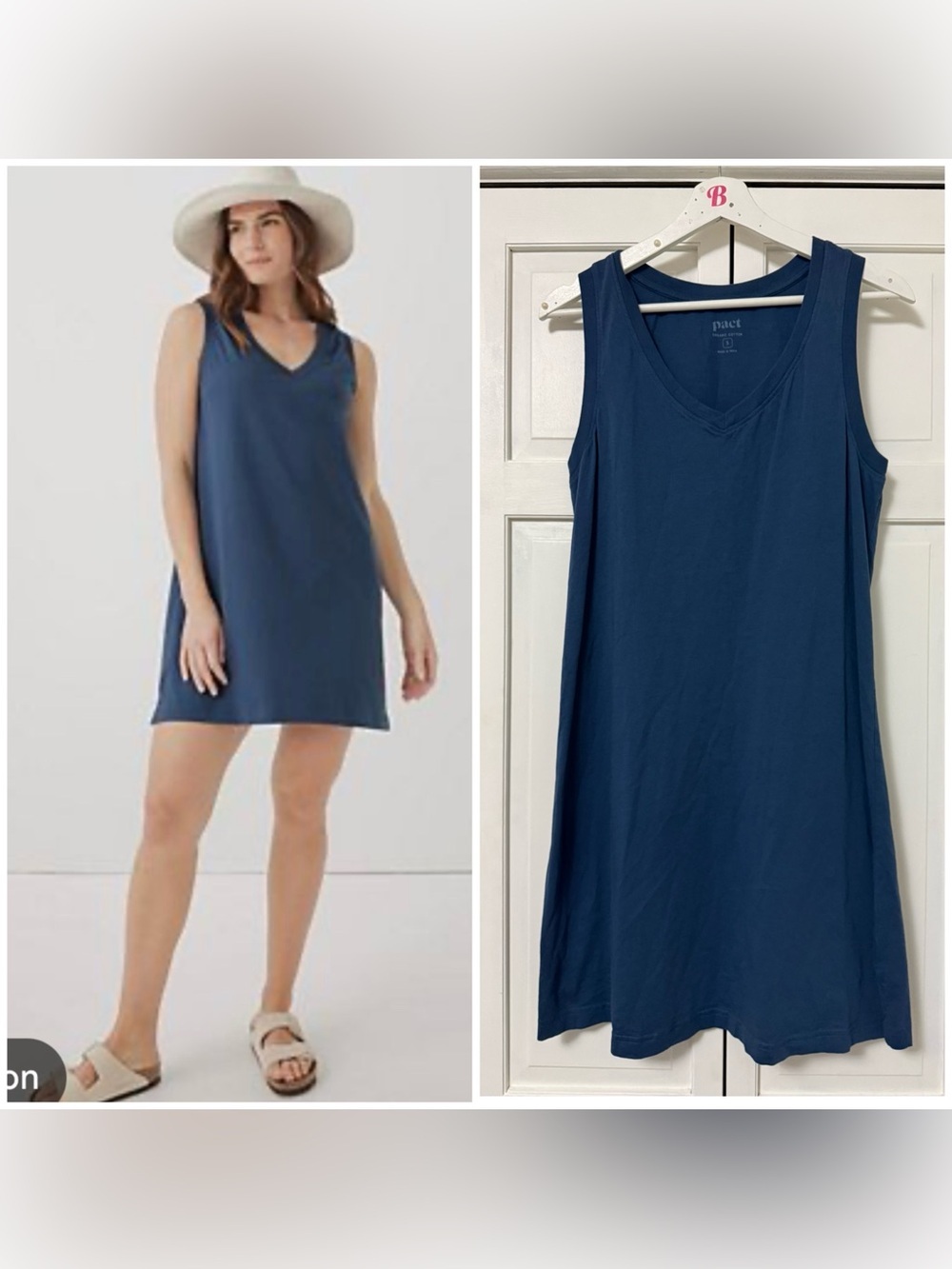 Pact Women's 100% Organic Cotton Softspun A-Line Tank Dress Navy Blue Small